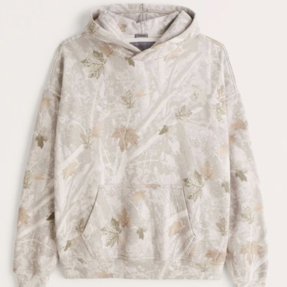 Abercrombie Essential Popover Hoodie in Off White Camo